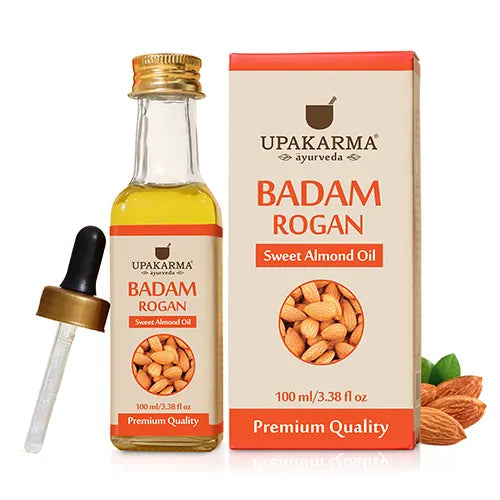 Upakarma Ayurveda Badam Rogan / Sweet Almond Oil For Hair & Skin 100 ML - Pack 1