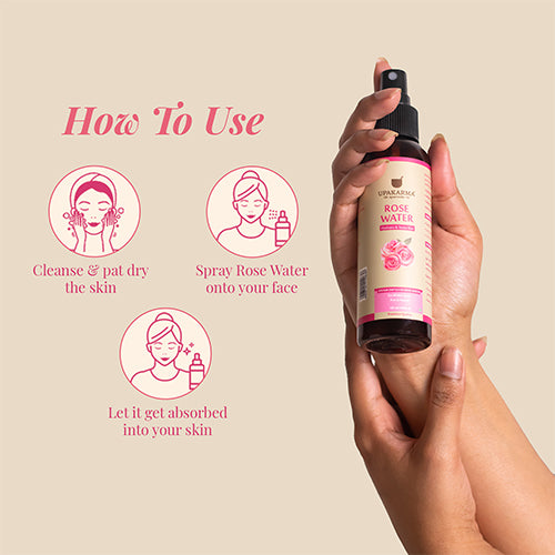 Upakarma Ayurveda Rose Water 120ML - Gulab Jal - Pack 1