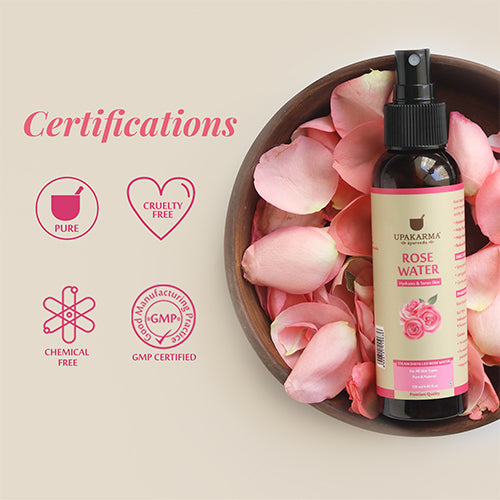 Upakarma Ayurveda Rose Water 120ML - Gulab Jal - Pack 1