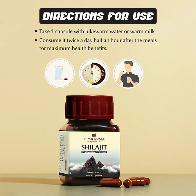 Upakarma Pure Shilajit Capsules - 500mg (90 Capsules)