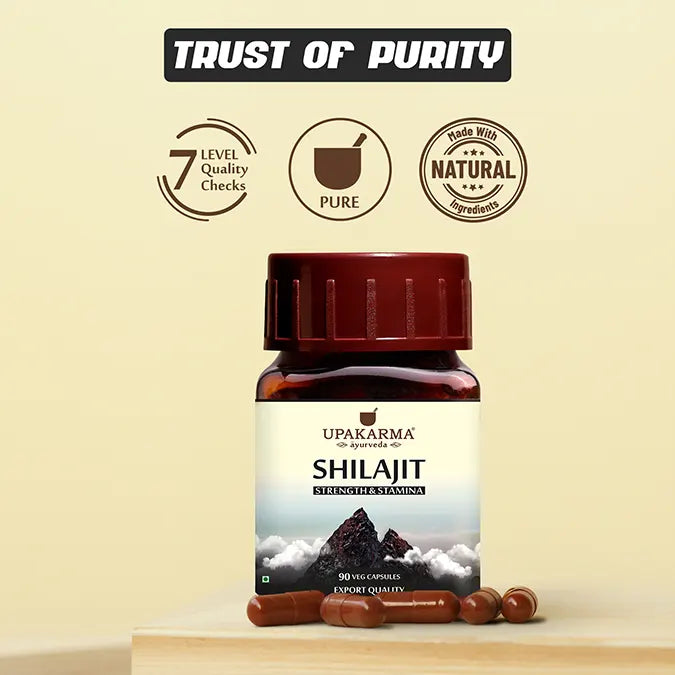 Upakarma Pure Shilajit Capsules - 500mg (90 Capsules)