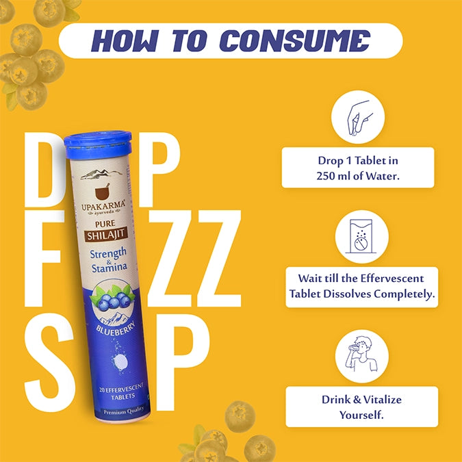Upakarma Shilajit Effervescent Tablets - Blueberry Flavour