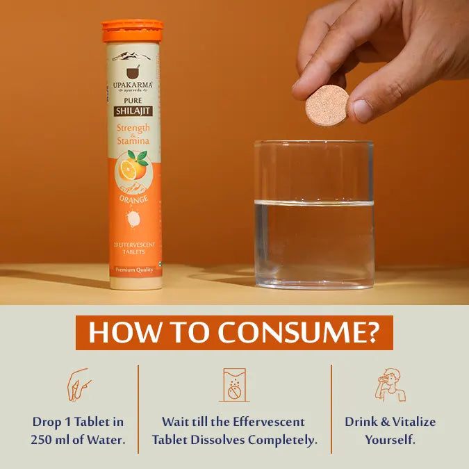 Upakarma Pure Shilajit Orange Effervescent Tablets - Pack of 2