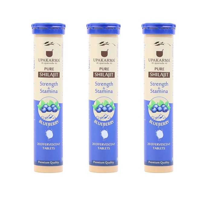 Upakarma Shilajit Effervescent Tablets - Blueberry Flavour