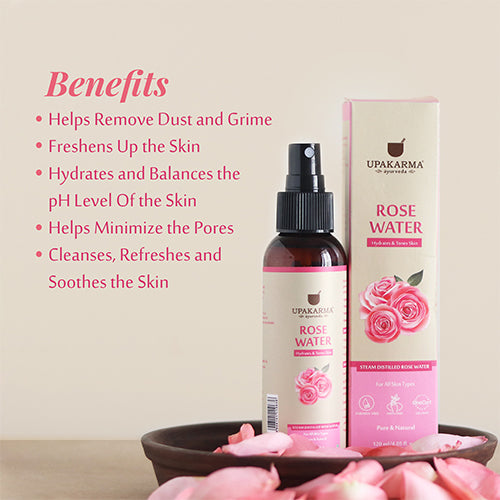 Upakarma Ayurveda Rose Water 120ML - Gulab Jal - Pack 1