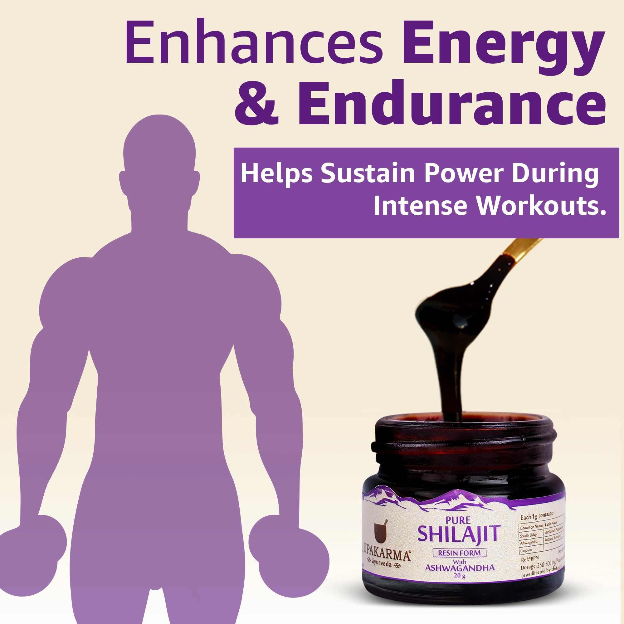 Upakarma Shilajit Resin with Ashwagandha 20g