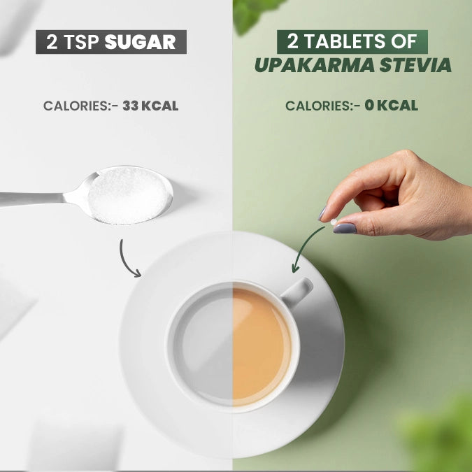 Upakarma Ayurveda Stevia Sugar-Free Tablets | Natural Sweetener | 350 Tablets | Zero Calorie & Diabetic-Friendly