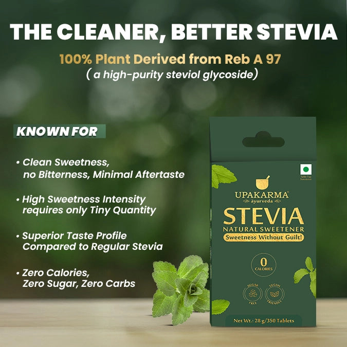 Upakarma Ayurveda Stevia Sugar-Free Tablets | Natural Sweetener | 350 Tablets | Zero Calorie & Diabetic-Friendly
