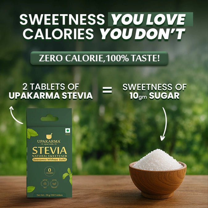 Upakarma Ayurveda Stevia Sugar-Free Tablets | Natural Sweetener | 350 Tablets | Zero Calorie & Diabetic-Friendly