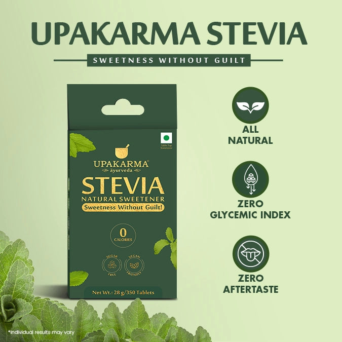 Upakarma Ayurveda Stevia Sugar-Free Tablets | Natural Sweetener | 350 Tablets | Zero Calorie & Diabetic-Friendly